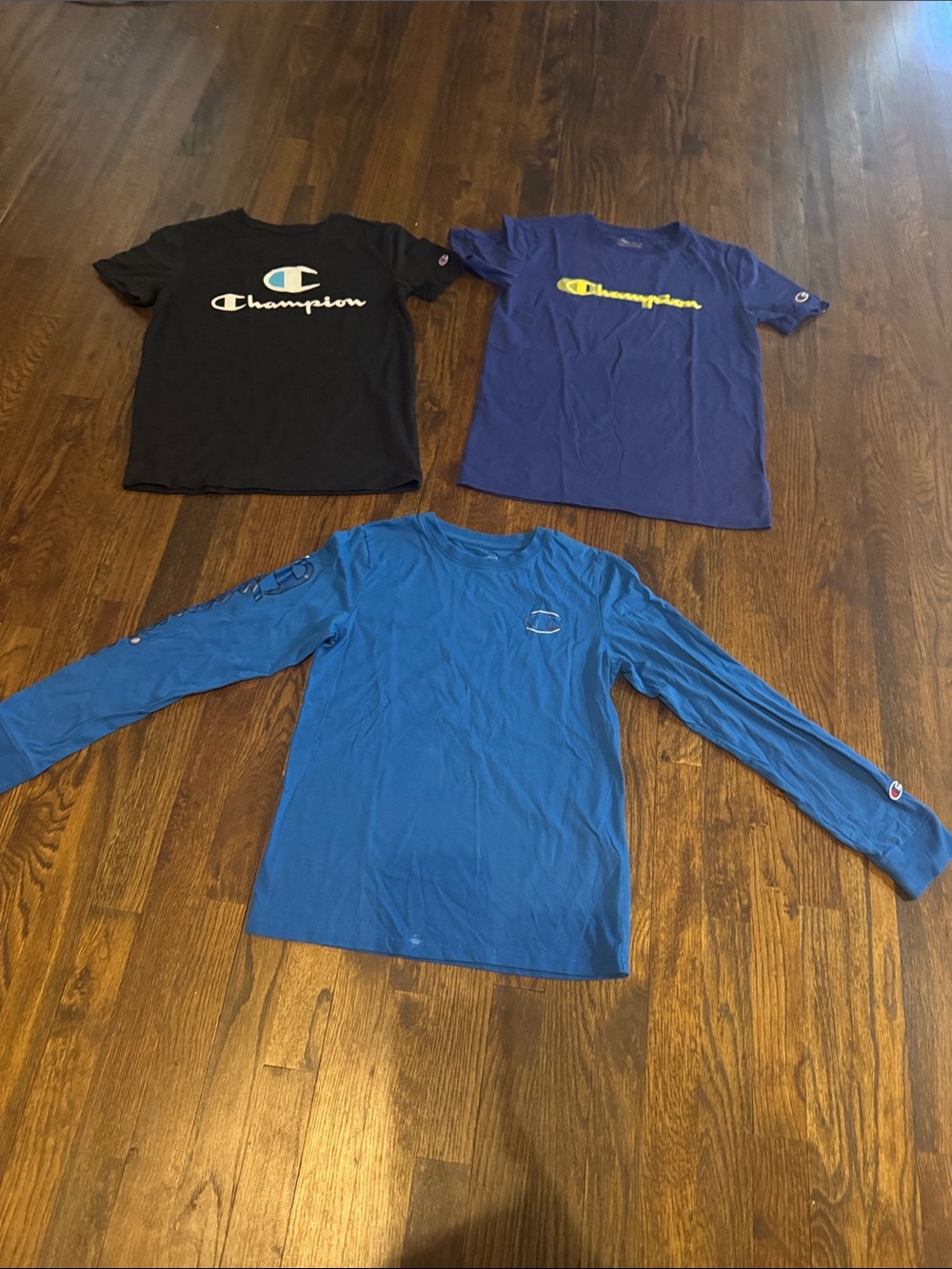 Champion Trio: Black, Navy & Blue Logo Tees